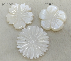 12pcs Genuine White shell beads 5 petla Mother of Pearl Shell Carved Flowers petal cabochon for pendant-earrings charm beads