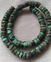 Genuine Turquoise Beads, Rough Flat Nugget Chip heishi wheel spacer Beads 6-8mm Full stand 16&quot;