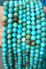 Faceted Stabilized Turquoise Bead, 4mm/6mm/8mm/10mm/12mm- Natural Blue Turquoise stone bead 16inch