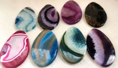 Large Natural Agate Cabochon, Drop Teardrop Crystal Polished Gem, Slice Striped Agate, Gemstone, oval Stone 68X40X5mm