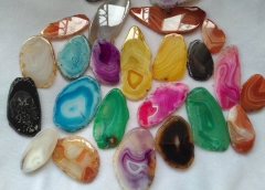 Bulk 6pcs  Freeform slab Agate Pendant bead gemstone organic shape slice Black- Yellow - Black - Blue - Brown - White - Gray-Red