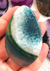 Large Natural Agate Cabochon, Drop Teardrop Crystal Polished Gem, Slice Striped Agate, Gemstone, oval Stone 68X40X5mm