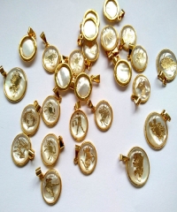 120pcs Gold Pendant Mop Shell jewelry Zodiacs Round Shell Cabochon White Pearl Shell Beads, Cute Animal Charms 16\18\22mm