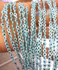 Wholesale 50pcs Mother Of Pearl Evil Eye Beads, Double Sided round cabochon 4 5 6 7 8 10 12mm Evil Eye Jewelry, DIY Jewelry Supply