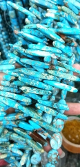 17inch Sea Sediment Impression Jasper Necklace -Stick Beads Sea Sediment Jasper Point Spike Bead Graduated Gemstone Pendant