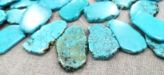 top drilled --100pcs Matrix  Lapis blue turquoise   slab freeform Marble beads 25-50mm  marble veins nuugets penadnt necklace DIY