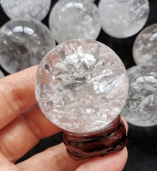 Genuine Rock Quartz -Clear white-rose quartz genuine Flash rainbow Stone Sphere   Healing Stone Gemstone cabochon  1pcs 30-100mm(4")