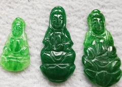 Wholesale 32mm(1.3") Canadian Jade Thai Buddha Carving -Natural Green Jade carving, Jade Buddha Pendant -cabochon