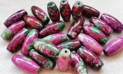 Large 45X18mm  Sugilite purple red  flower jade jewelry barrel drum loose beads  for pendant -focal DIY 1pcs