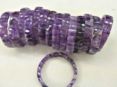 Genuine Amethyst Quartz mixed Rock Crystal Braceted Rectangle Along Horse eye  Faceted  beads 8inch