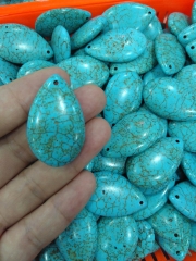Drilled--10pcs  tibetan Turquoise  Slab drop teardrop   charm pendant jewelry focal  18x25mm