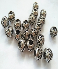 Large hole 20pcs  Filigree carved  Round Brass Seamless Beads Raw Brass 18K Gold -Solid Brass  8mm 10mm 12mm