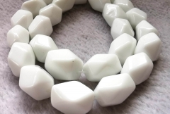 20pcs Faceted nuggets Natural Jade  stone 15-20mm barrel white opal Loose bead 16inch