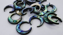 5cs Genuine Abalone shell Double Horn,Crescent Moon beads,,shell beads,sea shell beads,Paua Abalone,natural 20-25mm