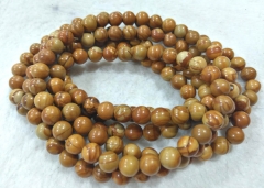 16inch Natural slice brown wooded Jasper Loose Beads Round balls 4mm 6mm 8mm 10mm 12mm  DIY