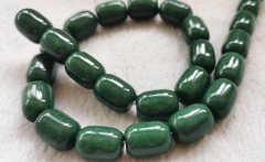Natural  jade jewelry barrel drum rice 8-10mm  loose beads Amber-green-cherry -pink-red- blue  Necklace 16inch