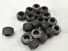 10pcs 6mm 8mm 10mm CZ Micro Pave Spacer Beads, Pave wheel spacer beads, black jet gold Pave findings