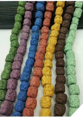 Bulk rainbow  Lava -Volcanic jewelry Bar column tube nuggets drum white Diffuser Beads 16inch - 10-14mm for earrings-pendant craft DIY