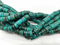 10mm Dark Green Turquoise Heishi Wheel Beads Stabilized Turquoise  Spacer Beads Handmade full strand 16inch