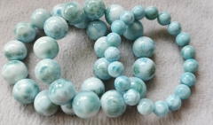 20%off--Genuine Natural Larimar Gemstone  bracelet, round disco beads Jewelry 6-20mm 8inch