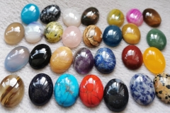 20pcs Cabochon Stone Oval Beads Semi-Precious Gemstones Quartz Crystal 8-40mm Charms DIY Beads CAB Random  for Jewelry Making(No Holes)