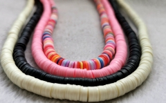Rainbow Heishi Bead, pastel African Vinyl Disc Connector Rainbow  Recycled Phono Records from Ghana  Vulcanite Heishi Beads -Necklace