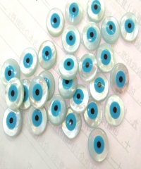AA grade 50pcs Mother Of Pearl Evil Eye Beads, Double Sided round cabochon 4 5 6 7 8 10 12mm Evil Eye Jewelry, DIY Jewelry Supply