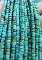 100pcs 4mm Natural stone  Flat Edge Turquoise Heishi Wheel  Spacer Beads blue -black-white-mixed  bead  strand 16inch