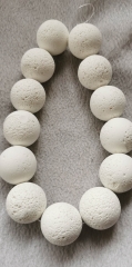 Natural Lava Beads white  Volcanic Rock Beads 20mm 25mm 30mm 16inch Lava Rock Jewelry Beads Round ball disco for necklace bracelet