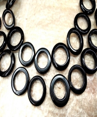 16inch 30mm(1.2") Black Onyx Donuts Loops beads, pendant focal bead -red-yellow-white-black beads