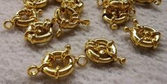 10pcs Gold Filled Sailor's Clasp, Large Spring Ring Include Loops 10mm / 13mm / 15mm/20mm for Large Necklace, Bracelet Findings