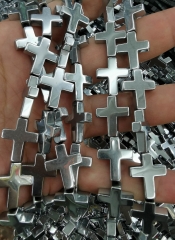 Stearling silver- Black -Gold Hematite Beads Cross Grade AAA Natural Gemstone Loose Beads 9x11mm 14x18mm 16inch