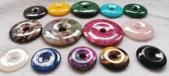 10pcs  Tiger eye stone-Amazonite -agate - jade Circle donut gemstone pendant focal bead -red-yellow-white-black 30mm 35mm 40mm 45mm