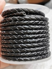 4.5mm Leather Cord  (11 yards) Round Leather Cording, Black Leather Cord, Necklace Cord, Leather for Bracelet, Jewelry Supplies