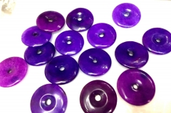 2pcs Dark Purple Violet Marix Gold  Sugilite Natural Gemstone Donut Energy Pendant Necklace 25-30mm (1.2") 1pcs