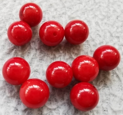 Half Drilled--24PCS Red round coral -Natural bamboo pink coral 7-8mm Round ball   For jewelry making, For earrings, For pendants,