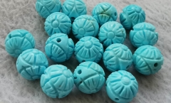 AAA GRADE 10mm  Vintage Carved Chinese Natural Old Turquoise Beads ball  Round handmade jewelry