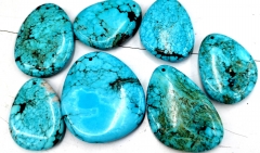 Drilled--25-50mm tibetan Turquoise  Slab  Freeform drop charm pendant jewelry focal  1pcs