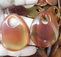 6pcs large 50mm(2")  Natural Red agate donut oval egg  gemstone pendant focal earring beads