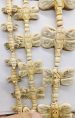 full strand 50-25mm Large Carved Bone Dragonfly Beads, Scrimshaw Style  Handcrafted Dragonfly Pendant Beads, Dragonflies, Bug Beads