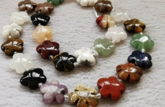 Handmade Carved Flower petal mixed stone semi precious crystal quartz bead  16mm 20mm 16inch  for necklace-bracelet-earrings jewelry making