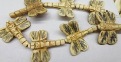 full strand 50-25mm Large Carved Bone Dragonfly Beads, Scrimshaw Style  Handcrafted Dragonfly Pendant Beads, Dragonflies, Bug Beads