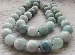 3mm to  16mm Real Natural Aquamarine Beads Smooth round beads 16inch  for bracelet-earrings-necklace