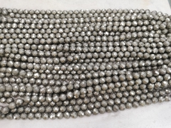 High quality --Genuine Gold Pyrite  Crystal Beads  4mm 6mm 8mm 10mm Loose Gemstone Faceted Round ball  16" Full Strand