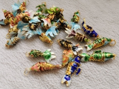 Lot 10pcs Rare Vintage Chinese Cloisonne Handmade Articulated fish Pendan charm Earrings pendant  35mm 45mm 55mm DIY