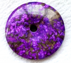 Large Dark Purple Marix Gold  Sugilite Natural Gemstone Donut Energy Pendant Necklace 50mm (2") 1pcs