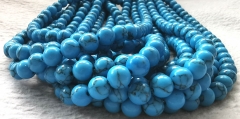 10mm to 4mm Blue Matrix  Howlite  Turquoise Bead-Round disco  stone bead 16inch for necklace-bracelet-earrings