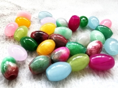 Large Hole--10pcs Emeral Green  jade jewelry barrel drum Rice Egg loose beads Amber-green-cherry -pink-red- blue pendant 9x14mm