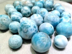 30mm to 6mm Genuine Larimar Cabs Round Dolphin color stone sphere blue pectolite,Round Ball Blue  loose larimar pendant gemstones