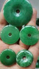 Bulk 10pcs-- 8mm to 30mm Natural jade Circle donut gemstone pendant focal bead  Emeral green jade  for jewelry making